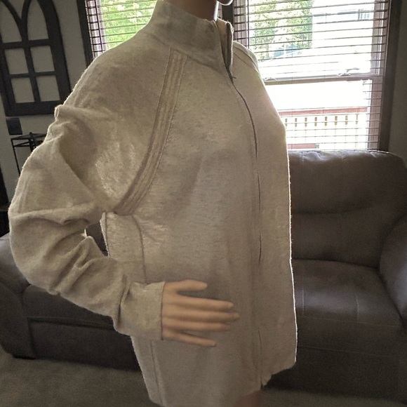 Hobie NWT Women’s Large Gray Lambswool & Nylon Zip Cardigan Sweater - Picture 5 of 10